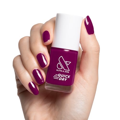 Olive & June Quick Dry Nail Polish | Instant Fast-Drying Smudgeproof | 15-free Vegan Cruelty-Free | Lasts up to 5 Days | Salon-Quality Manicure Pedicure at Home | Mulberry Maroon