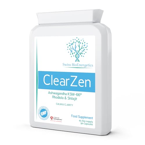 ClearZen - Rhodiola, Ashwagandha and Shilajit - Adaptogen 3-in-1 Ashwagandha KSM-66 1500mg, Rhodiola 500mg (3% Rosavins, 1% Salidrosides) & Shilajit 60% Fulvic Acid - No Artificial fillers or Binders