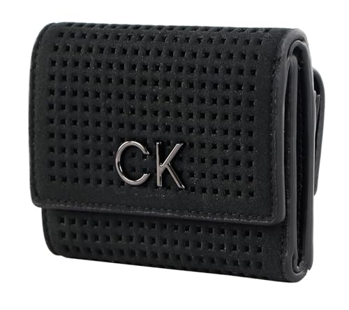 Calvin Klein Purse Re-Lock Trifold Wallet Perf CK Black