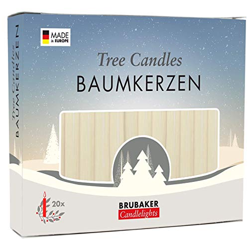 Brubaker Tree Candles - Pack Of 20 - Champagne - 3¾ X ½ Inches (9.5 X 1.27Cm) - Made In Europe - Pyramids, Carousels & Chimes #TOP5