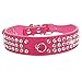 Haoyueer Cute Dazzling Sparkling Elegant Fancy Suede Leather 3 Rows Bling Rhinestone Crystal Jeweled Small Pet Cat Dog Puppy Collar(Hot Pink,L)