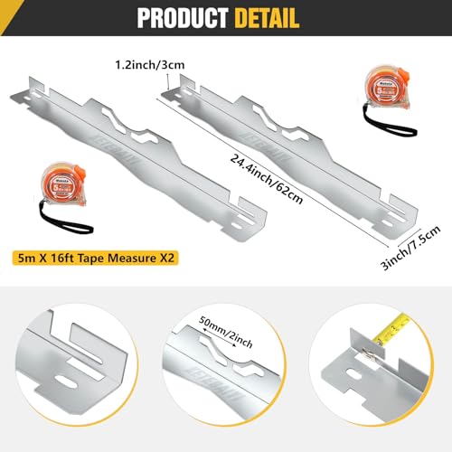 Image of Wheel Alignment Tool, Toe Alignment Tool Plates, Including Tape Measure and Gloves, for Quick and Accurate Measurement of DIY Car Front-end Adjustments (Silver)