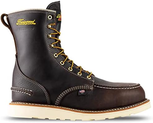 Thorogood 1957 Series 8” Waterproof Work Boots for Men - Full-Grain Leather with Moc Toe, Comfort Insole, and Slip-Resistant Wedge Outsole; EH Resistant, Briar Pitstop - 8.5 2E US