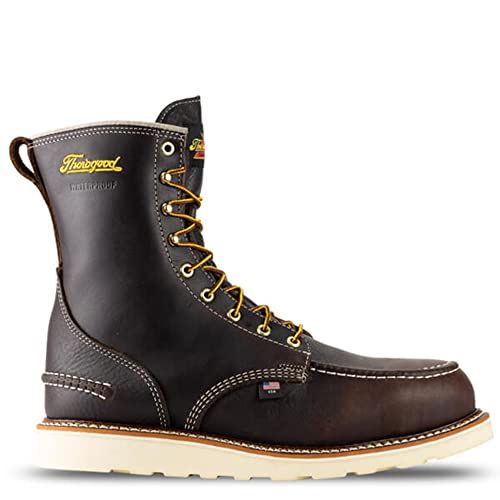 Thorogood 1957 Series 8” Waterproof Work Boots For Men - Full-Grain Leather With Moc Toe, Comfort Insole, And Slip-Resistant Wedge Outsole; Eh Resistant, Briar Pitstop - 8.5 2E Us #TOP30