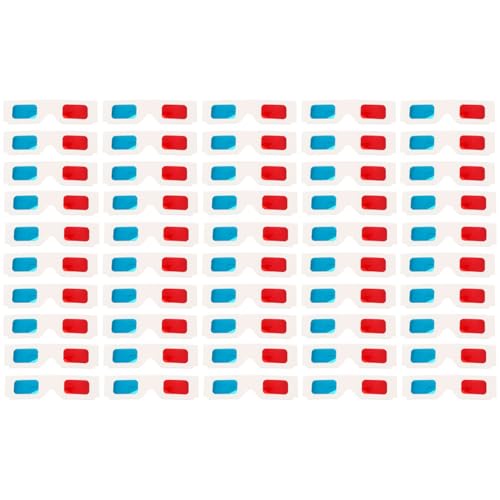 100 bicchieri di carta 3D usa e getta, universali, Anaglyphen 3D, rosso/blu//bianco, montatura in cartone anaglifene