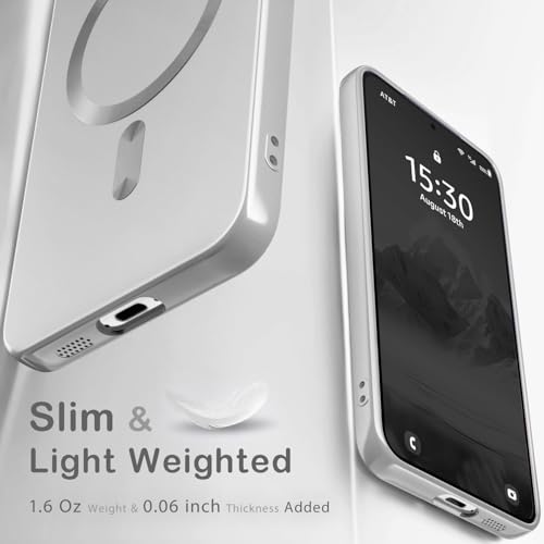 Image of DIZORO Samsung S25 Fe Case, Compatible with Mag Safe, Matte Luxury Metallic Luster Flexible TPU Wireless Charging Shockproof Case with Camera Protector Back Cover (Silver)
