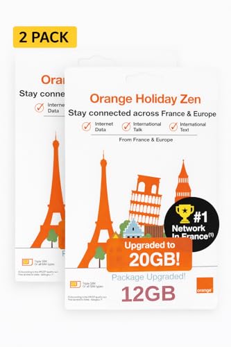 20GB 30 Day Orange Europe SIM Card 30 Minutes Calls+200 Texts to Worldwide. Fresh Stock Upgraded Offer! Parent (20GB X 30D 2 Pack)