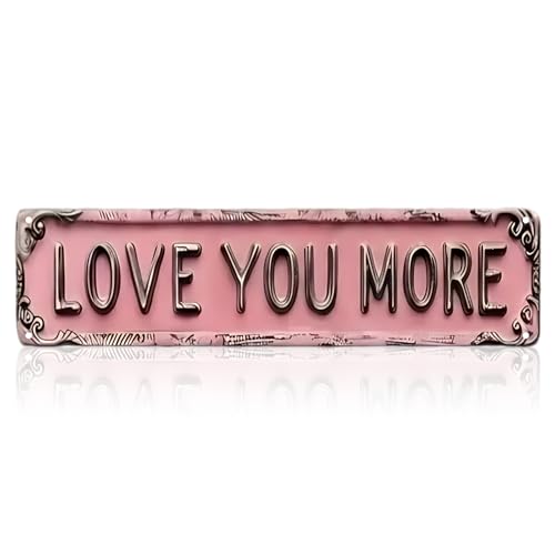 Image of Love You More Metal Wall Sign, Iron Wall Plaque with Pre-Drilled Holes, Rustic Home Wall Decor for Kitchen Hallway, Decorative Hanging Sign 40 x 10 cm