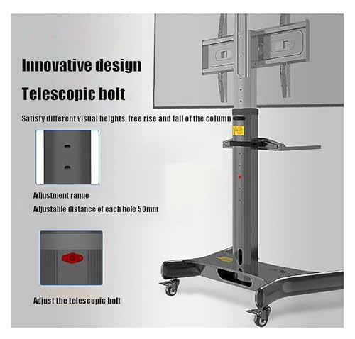 Carro móvil para TV con ruedas, soporte ajustable miniatura 2