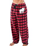 Lazy One Flannel Pajama Pants for Men, Men's Separate Bottoms, Lounge Pants, Animal, Plaid (Moose Plaid, Medium)