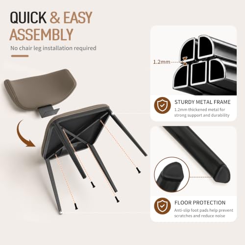 Image of Dining Chairs Set of 4 Faux Leather Dining Chairs, Milk Coffee
