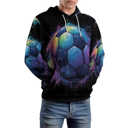 Sweat à capuche 3D unisexe football abstrait coloré Harajuku avec poches de S à XXL