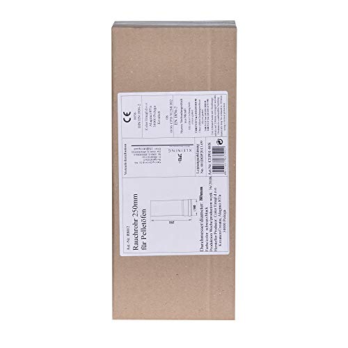 FIREFIX R80/2 Pelletofenrohr aus 1,2 mm starken Stahl in 80 mm Durchmesser, für Pelletöfen und Pelletfeuerstellen, Senotherm, schwarz, 250 mm lang