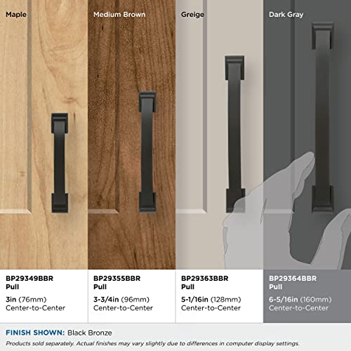 Image of Amerock | Cabinet Pull | Black Bronze | 6-5 /16 inch (160 mm) Center to Center | Candler | 1 Pack | Drawer Pull | Drawer Handle | Cabinet Hardware