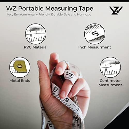 WZ Double Sided Measuring Tape- White Tape Measure Made of Fiber Glass Material- Measuring Tape For Body Measurements Tailors Sewing Clothing- Body Measuring Tape 60 Inch and 150 cm (Pack of 1)