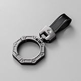 Tryagat Auto Schlüsselanhänger Passend für Volvo EX30 2023-2024 2025, Schlüsselring Leder Premium Fahrzeugspezifisch Smart Key Schlüsselbund,Black