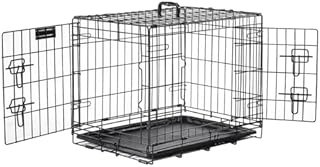 PETAPPY Wire Dog Crate 24 Inch, Double Door Folding Dog Cage, Wire Dog Kennel with Removable Tray, Floor Protecting Feet, for Outdoor and Indoor