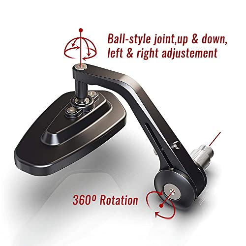 Wtzmoto Motorcycle Mirrors For Handlebars - 7/8” Bar End Mirrors Double Take Side View Mirror Adjustable Compatible With Scooter, Moped, Supermoto, Dirt Bike, Quad Bike, Cafe Racer, Snowmobile #TOP4