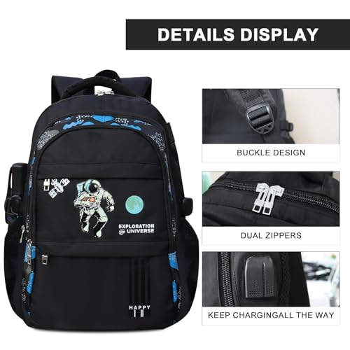 Mochila de anime para meninos, luminosa, para escola, mochilas legais, Preto e azul., Big, Mochila q