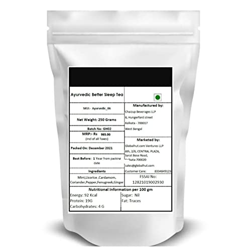 Image of Siyacha Tea Herbal Ayurvedic Bed Time Herbal Infusion, 250g, A Beverage For Peaceful Sleep, Stress Relief Caffeine Free Tisane, Loose Leaf Blend, Makes 125 Cups (Approx)