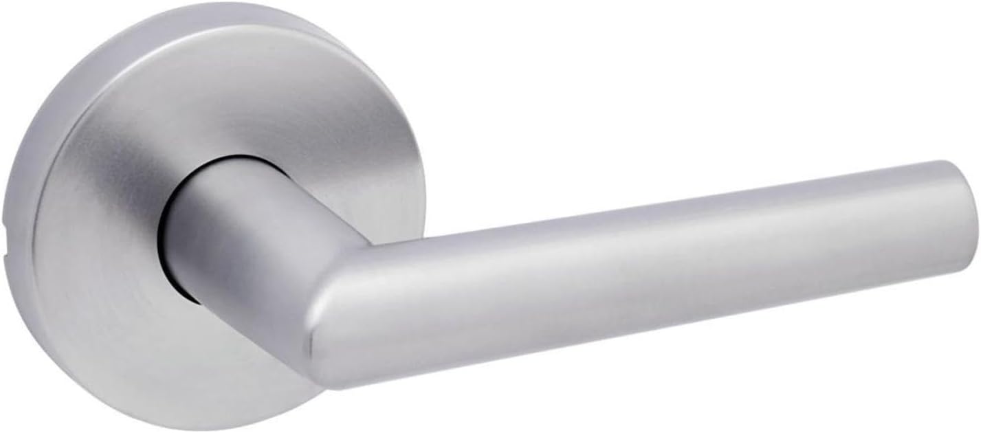 Kwikset 720MILRDT Milan Passage Door Lever Set with Round Rose - Satin Chrome