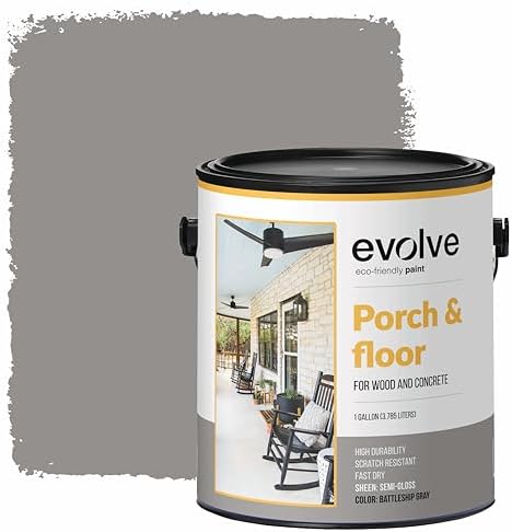 EVOLVE Porch & Floor: Fast-Dry, High Durability, Scratch-Resistant Paint for Wood & Concrete Surfaces (Battleship Grey, 1-Gallon)