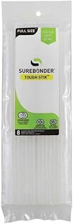 Surebonder Acrylic High-Strength Full Size 10" Tough Hot Glue Sticks for Superior Bonding to Hard-to-Bond Surfaces, 8 Pack, White