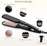 Lève-cheveux, Lèveur de cheveux en fer plat et curleur 2 en 1, 2.16 Inch Tourmaline en céramique plat fer avec 12 Niveaux pour Moins de Frizz, Silky & Cheveux lisses
