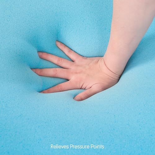 SUBRTEX 4 Inch Memory Foam Mattress Topper Ventilated Gel Infused Bed Foam Topper for Pressure Relieving, CertiPUR-US Certified, King, Blue