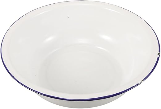 Vintage Enamel Basin 32cm Large Porcelain Wash Bowl for Foot Bath and Face Washing Retro Enamelware Mixing Bowl for Kitchen and Restaurant Use