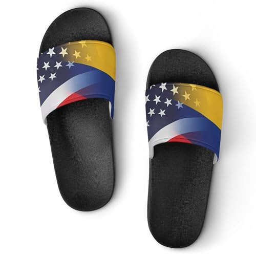 Flag of Colombia And U.S. FLAG House Sandals Non-Slip Bathroom Slippers Beach Summer Shoes for Men Women