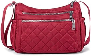 Zuphrie Vintage Quilted Womens Cross Body Bag Handbags with Lots of Compartments Shoulder Messenger Bags with Long Strap (Black)