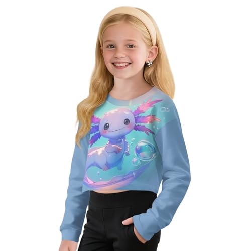 Toddler Long Sleeve Shirt Girl Crewneck Soft Girls Crop Tops for 5-14 Years Cute Pullover Outdoor3