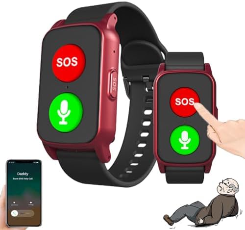Yaşlılar İçin Düşme Algılama Saati, SOS Düğmesi, GPS Takip Bilekliği, IP67 Su Geçirmez, Kalp Atış Hızı ve Sıcaklık Ölçümü, Demans, Alzheimer ve Otizm Hastaları İçin Red - Görsel 2