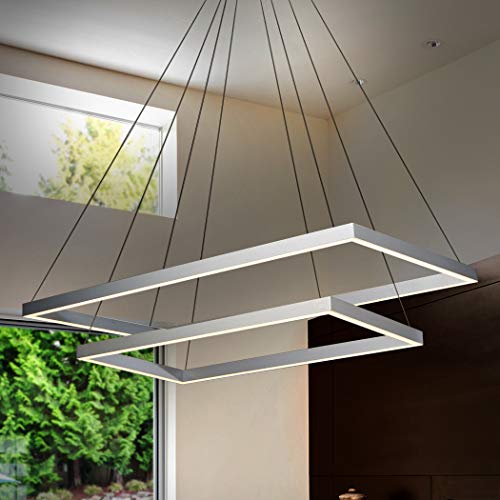 Vonn Vmc31710Al Atria Duo 29" Led Chandelier, Adjustable Suspension Fixture, Modern Two-Tier Chandelier Lighting In Silver, 29.25" L X 17.25" W X 120" (6") H #TOP1