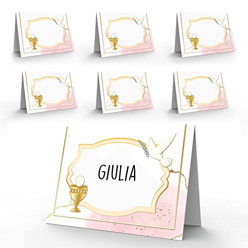 Segnaposto Comunione Bambina Elegante - 40 Segnaposti Prima Comunione Femmina - Segnatavolo Decorazioni Cerimonia