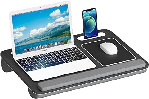 Wodeer Lap Laptop Desk - Fits Up to 17 Inch Laptop,Lap Desk with Cushion, Anti-Slip Strip,Mouse Pad, Phone Holder.Portable LapDesk for Bed, Sofa,Dorm Room and Office or Working.Gray