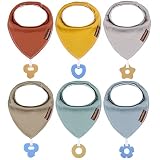 vuminbox Baby Bandana Drool Bibs 6-Pack and Teething Toys 6-Pack Made with 100% Organic Cotton, Abso