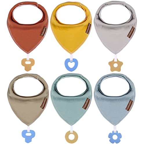 Image of vuminbox Baby Bandana Drool Bibs 6-Pack and Teething Toys 6-Pack Made with 100% Organic Cotton, Absorbent and Soft Unisex