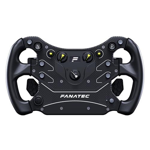 Corsair FANATEC Sim Racing CSL Volante GT3 – Empuñaduras de Goma Sobremoldeada, Cambios Magnética Tipo Balancín, Dos Levas Analógicas, Pantalla OLED, QR2 Lite Wheel-Side Preinstalado – PC, Xbox