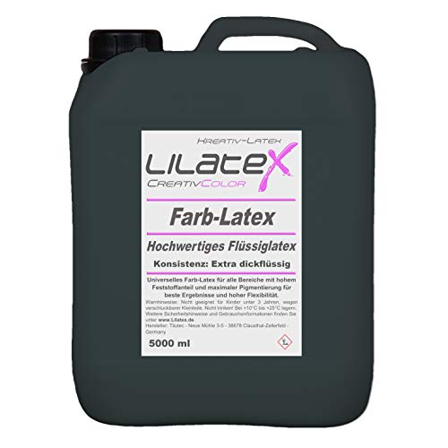 5 Liter Lilatex farbiges Flüssiglatex/Farblatex/Latexmilch - extra-dickflüssiges Naturlatex in TIEF SCHWARZ Cover