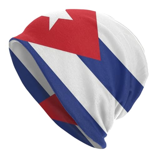 Cuban Flag Fashion Beanie Slouchy for Men Women Cartoon Skull Cap Winter Warm Hat