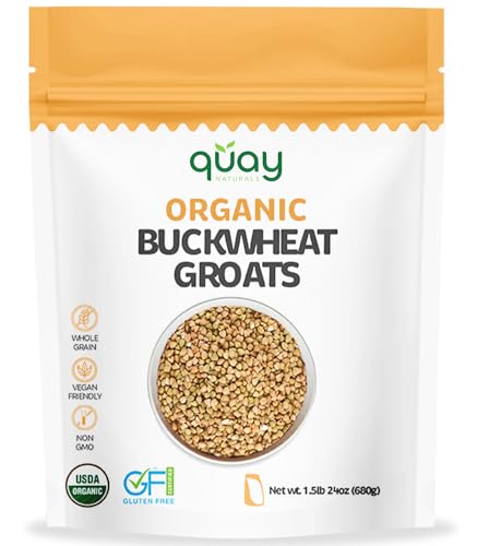 Quay Naturals Organic Buckwheat Groats 1.5 lb | Gluten-Free Ancient Grain Alternative | Non-GMO, Whole Buckwheat Groats, Vegan | Ideal for Hot Cereal, Porridge, Salads & Baking