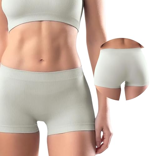 She By Mash Calcinhas Boxer Sem Costura Canelado Microfibra AMNI BIOTECH® Feminino Adulto, Cinza Cla