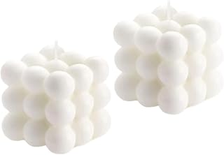 2PC bubble Candle, Soybean Wax Cube Scented Candle, Home Decor (White)