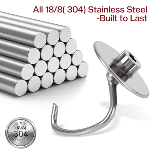 Image of Stainless Steel Dough Hook for Kitchenaid 4.5-5 Qt Tilt-Head Mixers,Dishwasher Safe,Heavy-Duty Replacement K45DH for kitchen aid Dough Hook Attachment