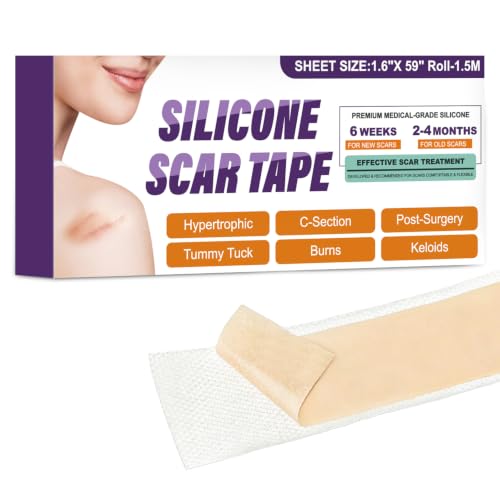 Psecici Medical-Grade Silicone Scar Tape - 4cm x 1.5M | Designed for C-Section Surgical Scars Keloid & Tummy Tuck | Breathable Waterproof Silicone Sheets for Scar Care