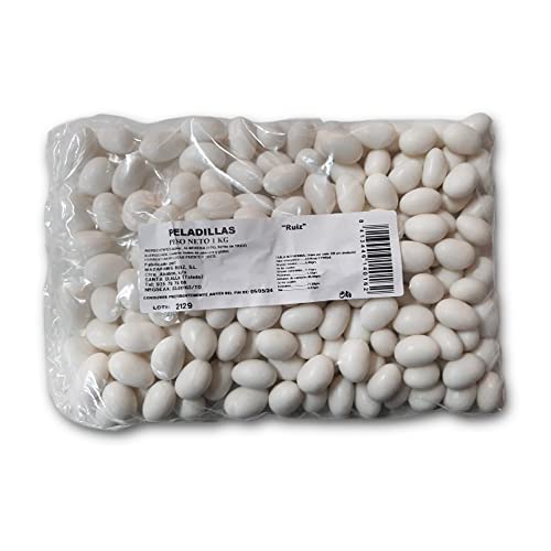 Peladillas blancas de Almendra en bolsitas de 150 gramos. La más codiciada en el sector del turrón. Con una leve capa de azúcar.