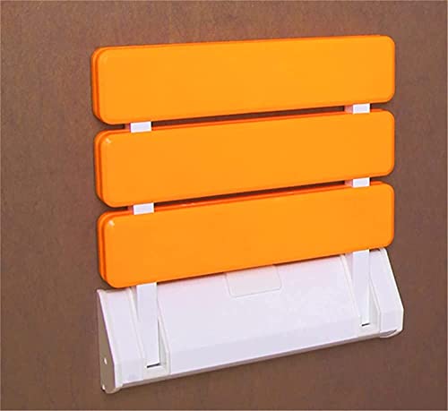 Tabouret de douche mural pliant - Chaise de bain bois orange - 3