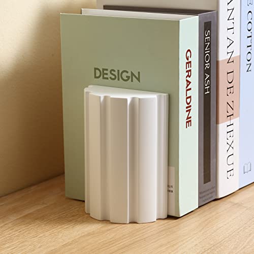 Everbbking Wood Handmade Bookends,Non-Skid Bookend, Decorative Heavy Duty Wood Book End(White) #TOP3
